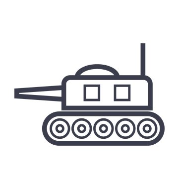 Savaş tankı düz hat illüstrasyon