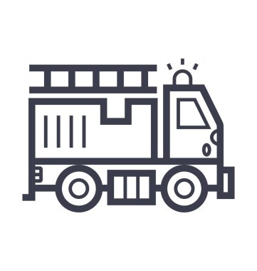 Yangın kamyon düz hat illüstrasyon