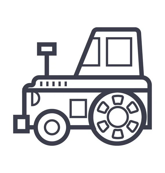 Tractor Línea Plana Ilustración — Archivo Imágenes Vectoriales