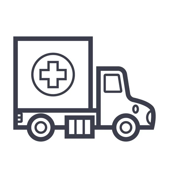 Aid Truck Flat Line Illustration — Stock Vector