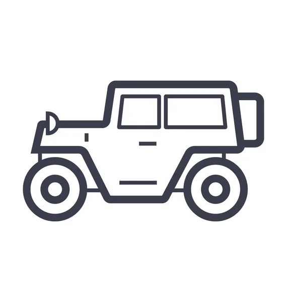 Illustration Ligne Plate Jeep — Image vectorielle