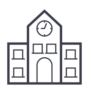 okul binası düz vektör simgeler.