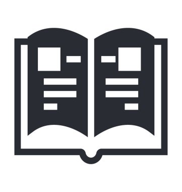 Açık kitap satırı vektör simgesi