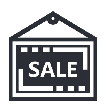 Satışı işareti düz vektör simge kurulu