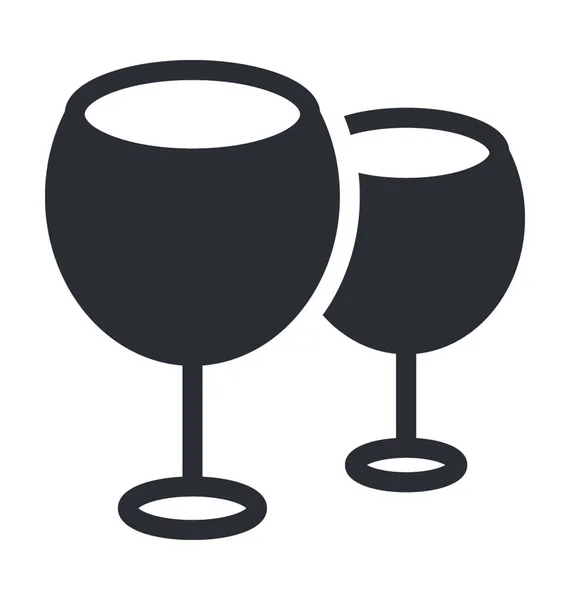 Copas Vino Plano Vector Icono — Vector de stock