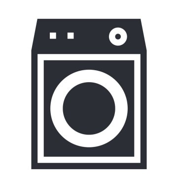 Çamaşır makinesi düz vektör simgeler.