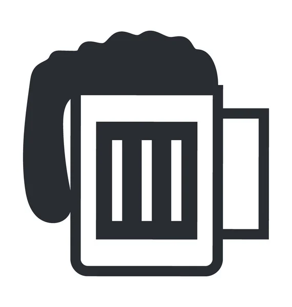 Bier Mok Platte Vector Icon — Stockvector