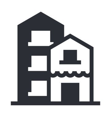 Ticari bina düz vektör simgesi