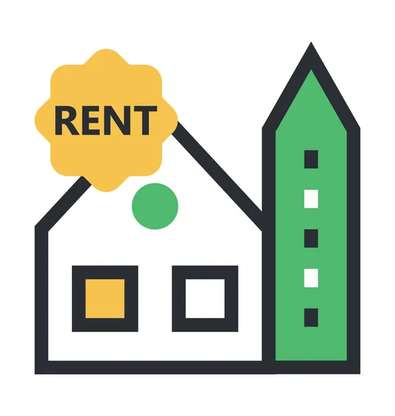 House Rent Colored Vector Icon — Stock Vector