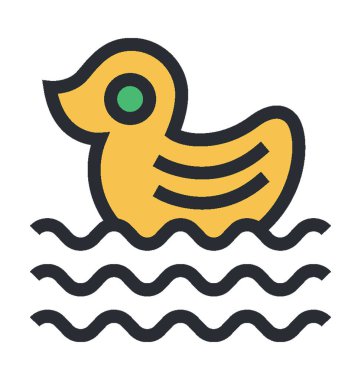 Yüzen ördek renkli vektör simgesi