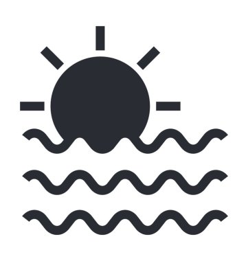 Deniz günbatımı düz vektör simgesi