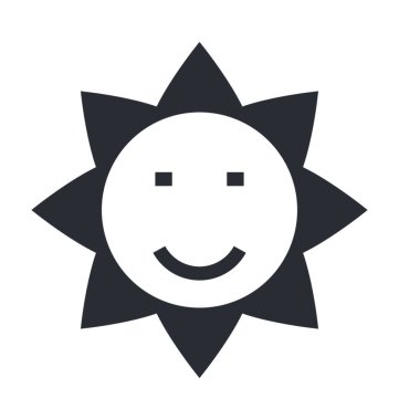 Gülümseyen güneş düz vektör simgesi