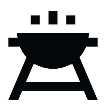 Barbekü ızgara düz vektör simgesi 