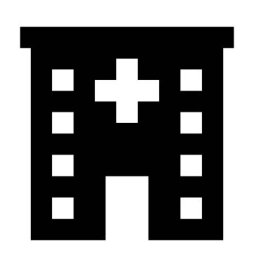 Hastane düz vektör simgesi 