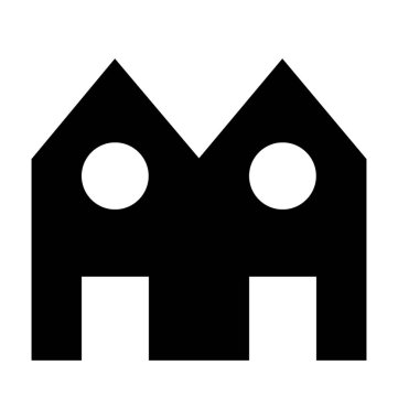 Bungalov düz vektör simgesi 