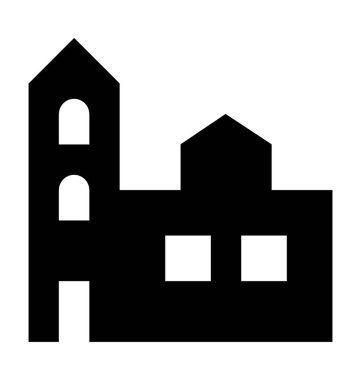 Tarihi bina düz vektör simgesi 