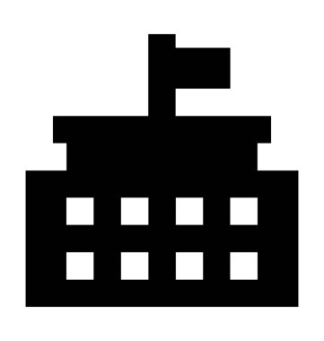 Okul binası düz vektör simgesi 