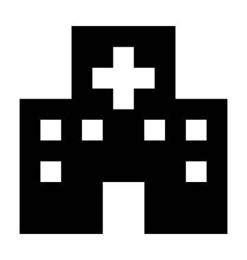 Hastane düz vektör simgesi