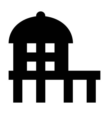 Su bungalov düz vektör simgesi