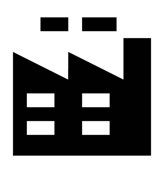 Industriële Gebouw Platte Vector Icon — Stockvector