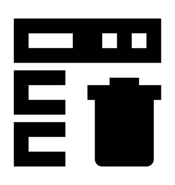 Çöp kovası düz vektör simgesi ile sunucu