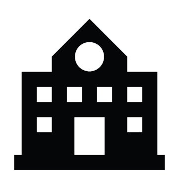 Okul binası düz vektör simgesi 