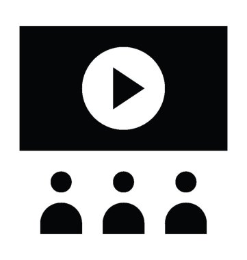 Video ders düz vektör simgesi 