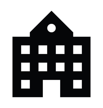 Okul binası düz vektör simgesi 