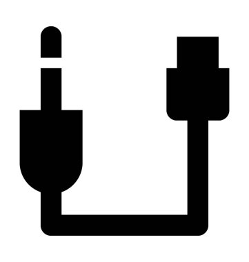 Jack kablo düz vektör simgesi