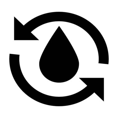 Geri dönüşüm su düz vektör simgesi