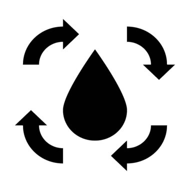 Geri dönüşüm su düz vektör simgesi