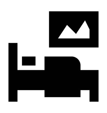 Yatak odası düz vektör simgesi