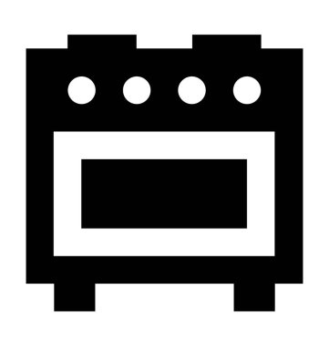 Pişirme aralığı düz vektör simgesi