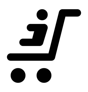 Bebek arabası düz vektör simgesi