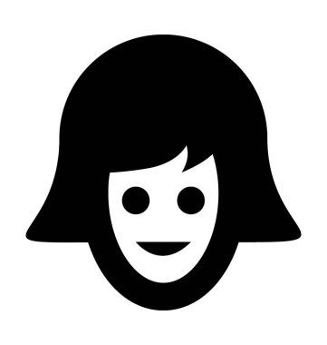 Kız yüz düz vektör simgesi