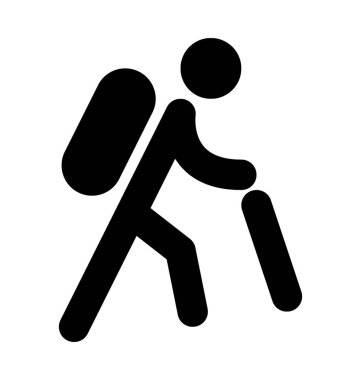 Uzun yürüyüşe çıkan kimse düz vektör simgesi 