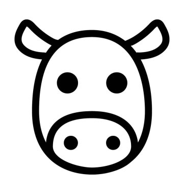 İnek düz vektör simgesi