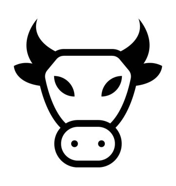 İnek düz vektör simgesi