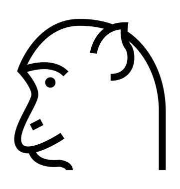 Şempanze düz vektör simgesi