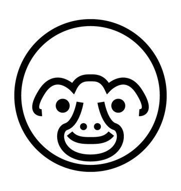 Şempanze düz vektör simgesi