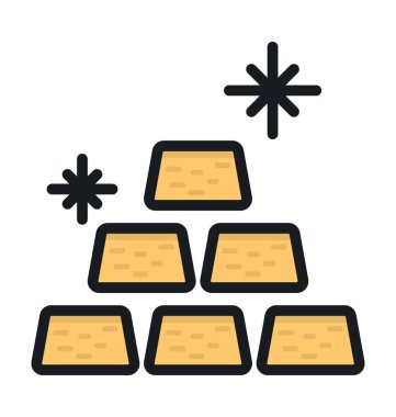 Altın külçeler renkli vektör simgesi