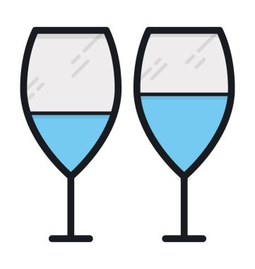 Şarap bardakları düz vektör simgesi