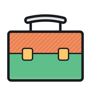 Okul çantası düz vektör simgesi 