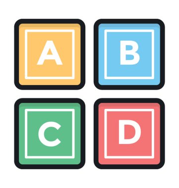 Alfabe blok düz vektör simgesi 