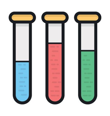 Test tüpleri düz vektör simgesi 