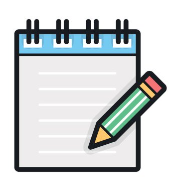 yazı defteri düz vektör simgesi 