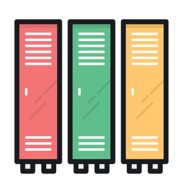 Öğrenci dolapları düz vektör simgesi 