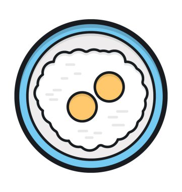 Kızarmış yumurta düz vektör simgesi 