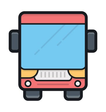 Otobüs Düz Vektör Simgesi 