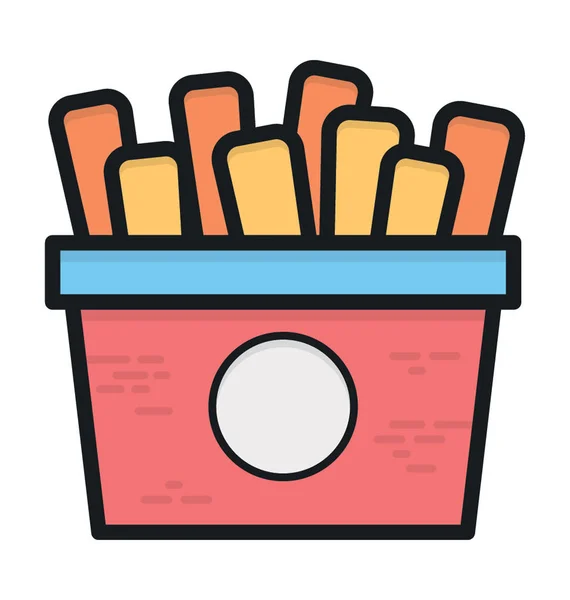 Boîte Frites Icône Vectorielle Colorée — Image vectorielle